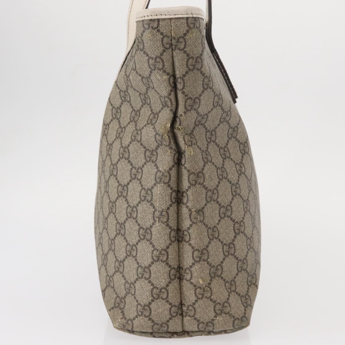 GUCCI GG Supreme Tote Bag PVC Beige Silver 211137 Auth bs30938