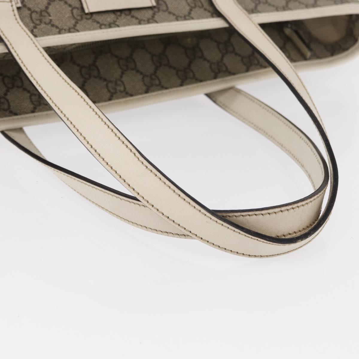 GUCCI GG Supreme Tote Bag PVC Beige Silver 211137 Auth bs30938