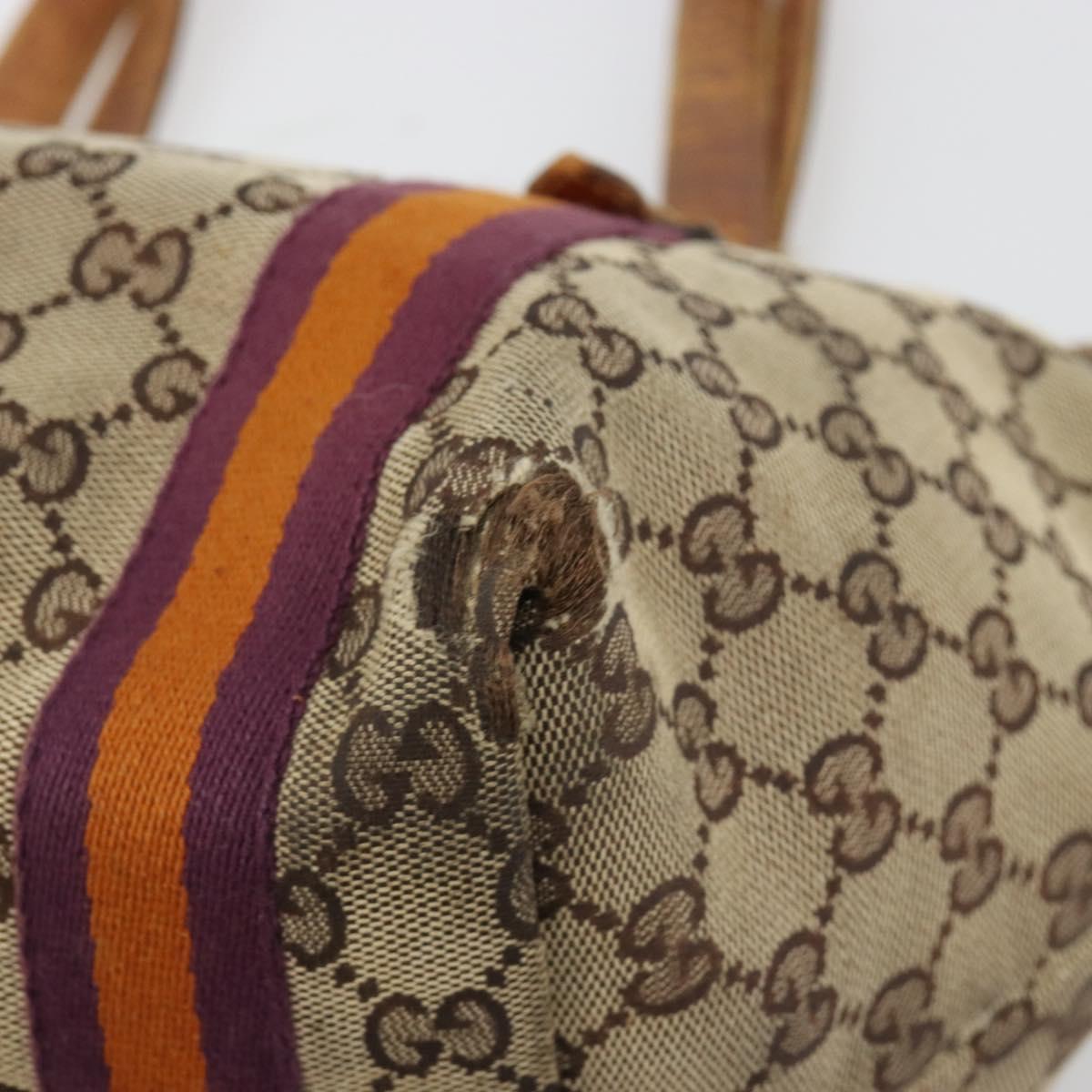 GUCCI GG Canvas Sherry Line Tote Bag Beige Gold 137396 Auth bs30941