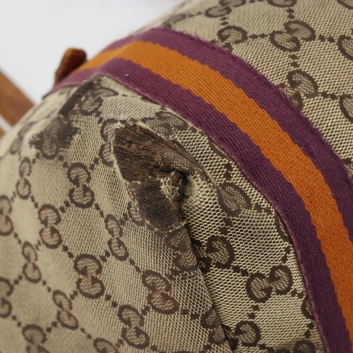 GUCCI GG Canvas Sherry Line Tote Bag Beige Gold 137396 Auth bs30941