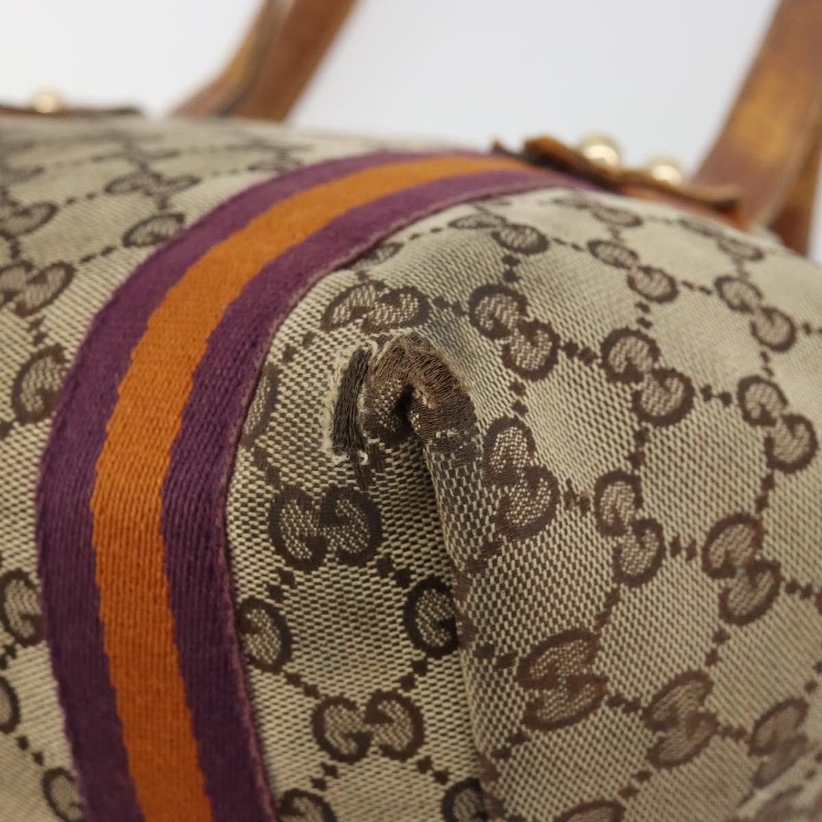 GUCCI GG Canvas Sherry Line Tote Bag Beige Gold 137396 Auth bs30941