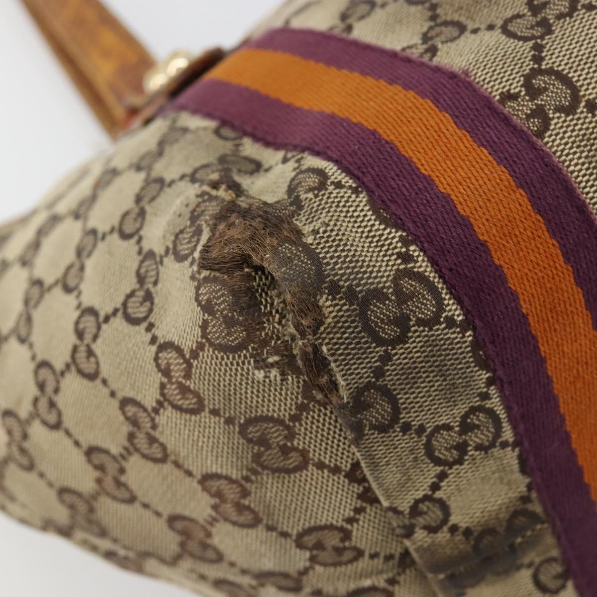 GUCCI GG Canvas Sherry Line Tote Bag Beige Gold 137396 Auth bs30941