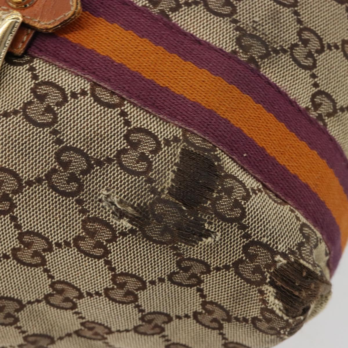 GUCCI GG Canvas Sherry Line Tote Bag Beige Gold 137396 Auth bs30941