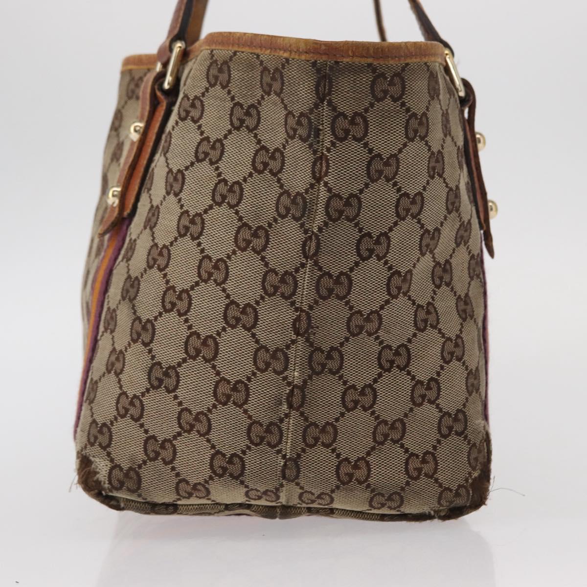GUCCI GG Canvas Sherry Line Tote Bag Beige Gold 137396 Auth bs30941