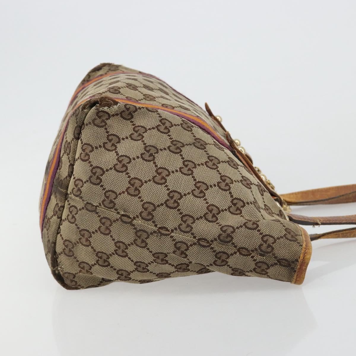 GUCCI GG Canvas Sherry Line Tote Bag Beige Gold 137396 Auth bs30941