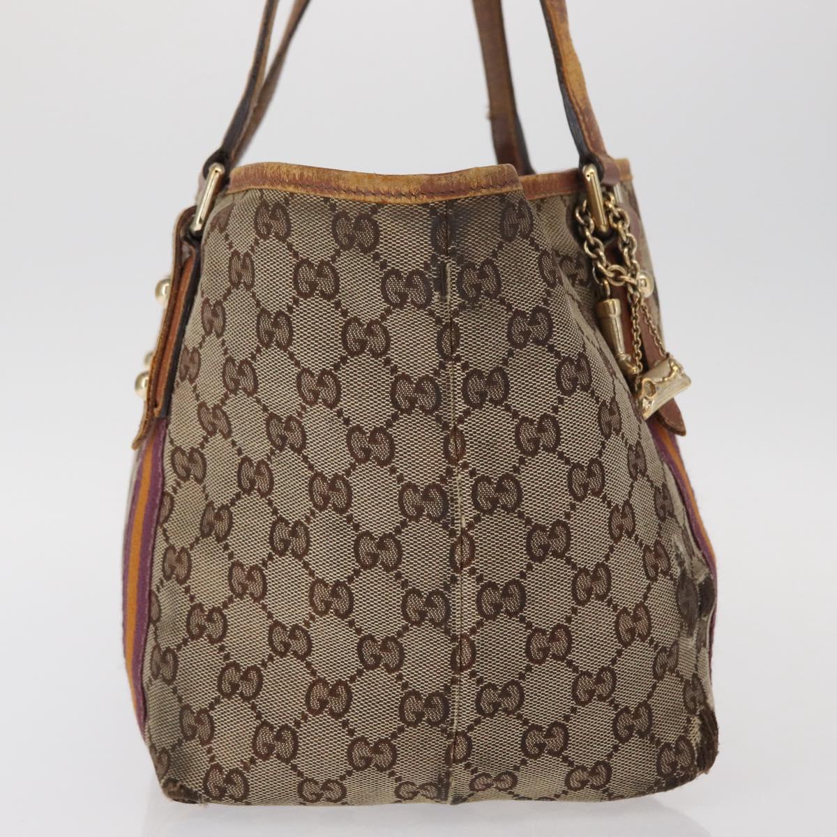 GUCCI GG Canvas Sherry Line Tote Bag Beige Gold 137396 Auth bs30941