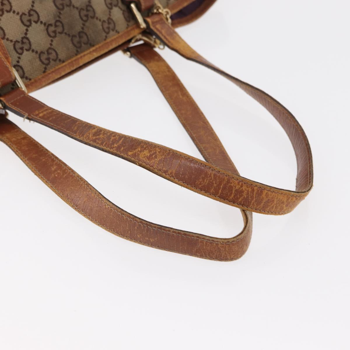 GUCCI GG Canvas Sherry Line Tote Bag Beige Gold 137396 Auth bs30941