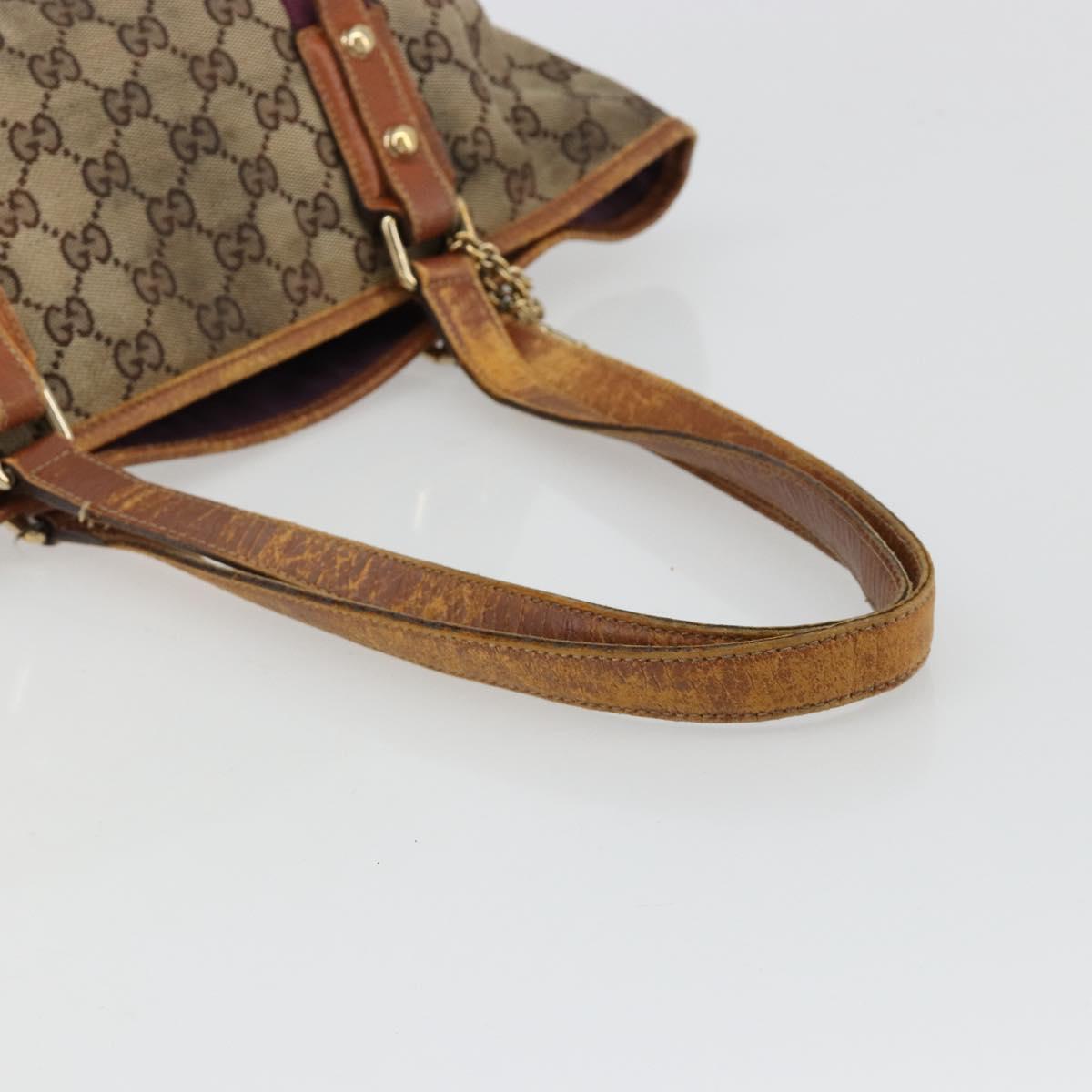 GUCCI GG Canvas Sherry Line Tote Bag Beige Gold 137396 Auth bs30941
