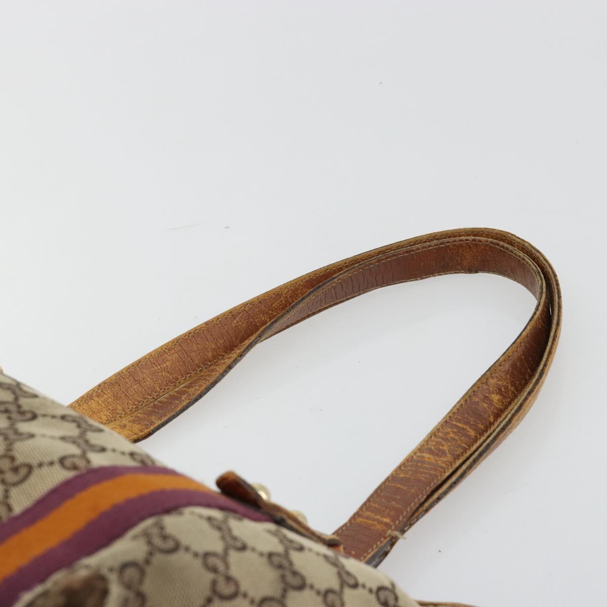 GUCCI GG Canvas Sherry Line Tote Bag Beige Gold 137396 Auth bs30941