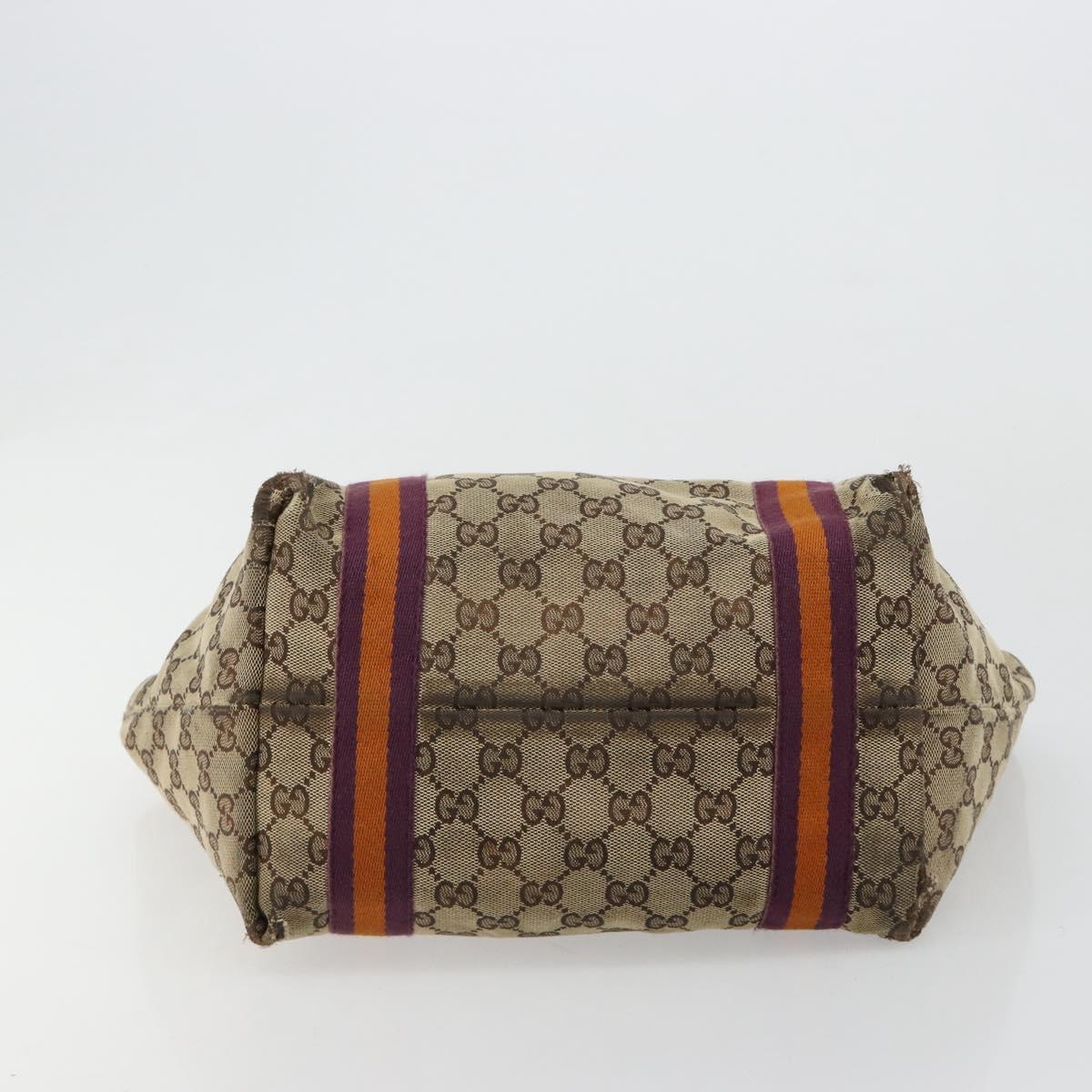 GUCCI GG Canvas Sherry Line Tote Bag Beige Gold 137396 Auth bs30941