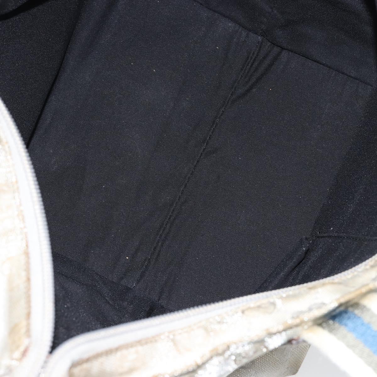 GUCCI GG Canvas Sherry Line Tote Bag Silver 131228 Auth bs30945