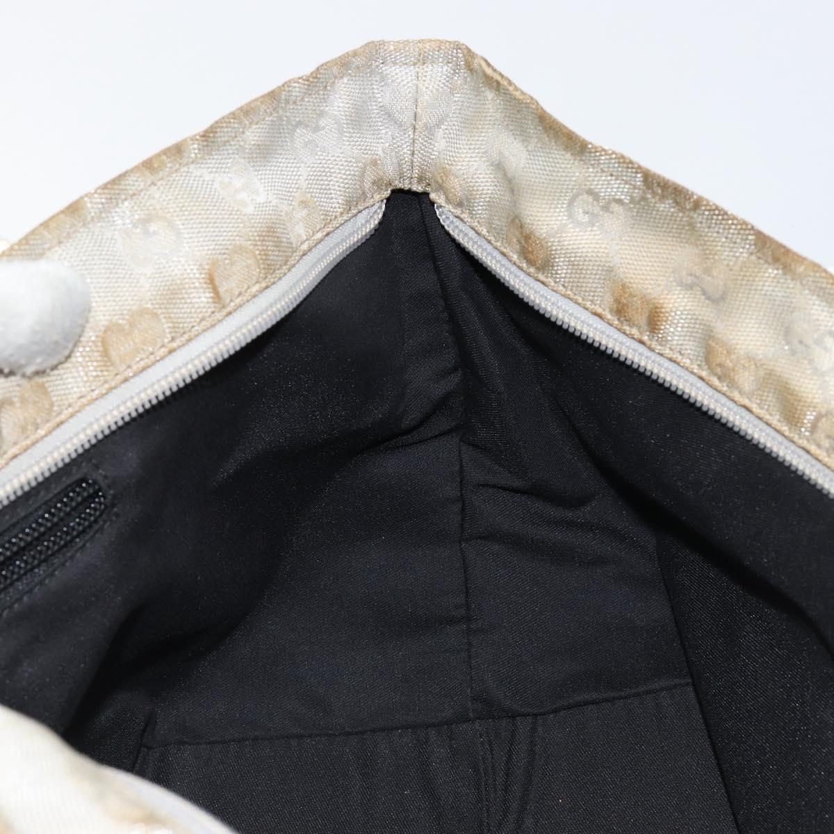 GUCCI GG Canvas Sherry Line Tote Bag Silver 131228 Auth bs30945