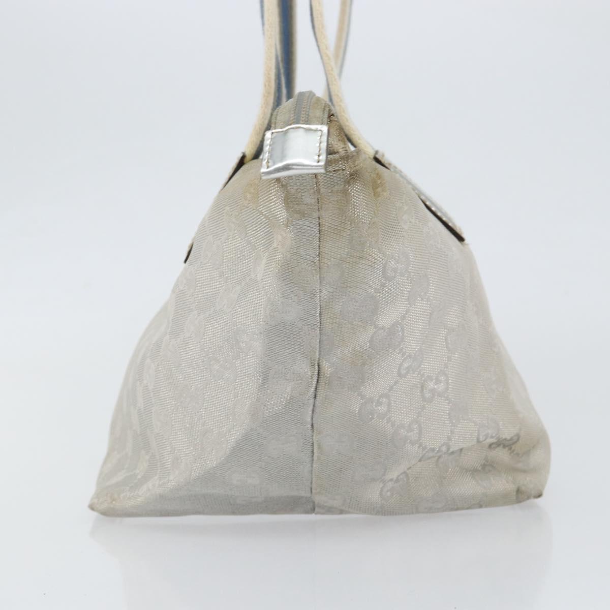 GUCCI GG Canvas Sherry Line Tote Bag Silver 131228 Auth bs30945