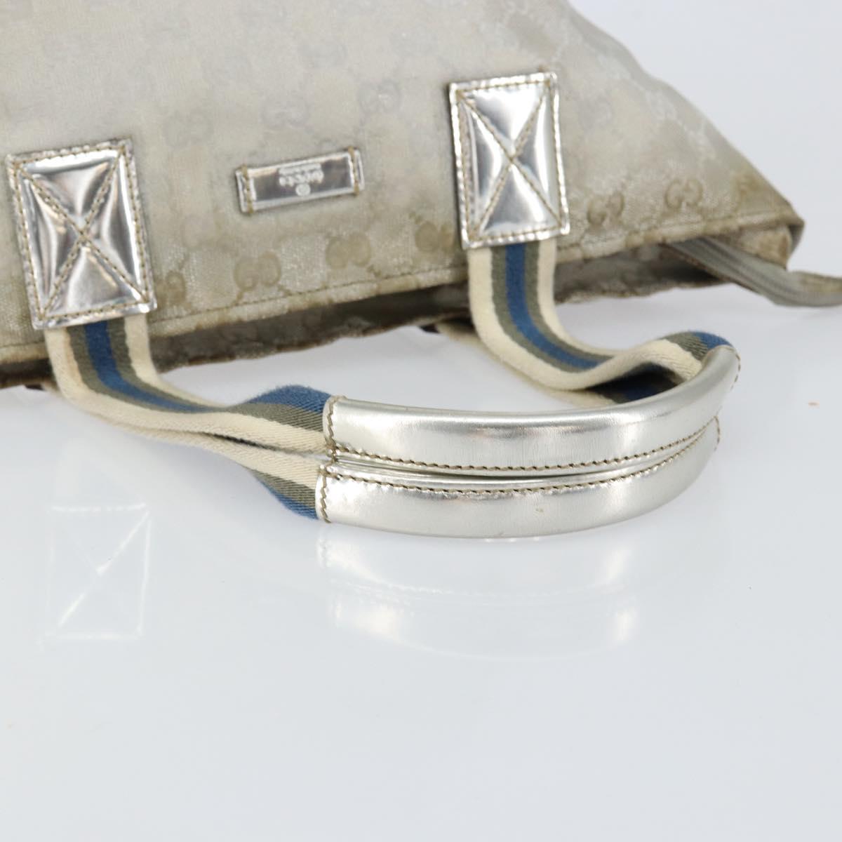 GUCCI GG Canvas Sherry Line Tote Bag Silver 131228 Auth bs30945