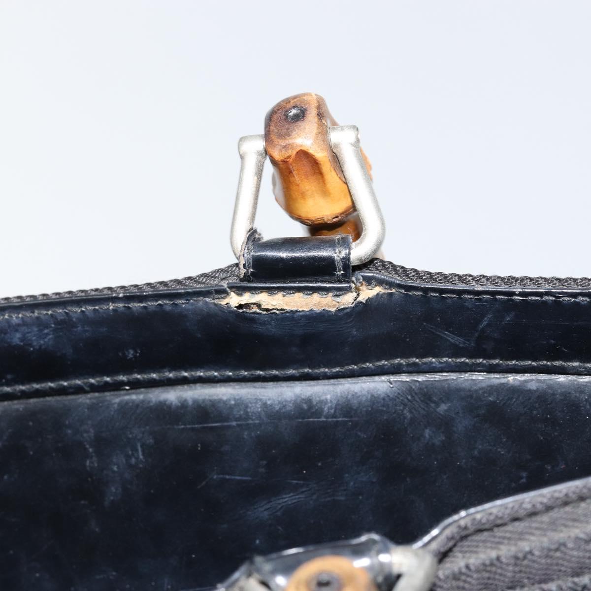 GUCCI Bamboo Hand Bag Canvas 2way Black Silver 002 2058 0439 5 Auth bs30947