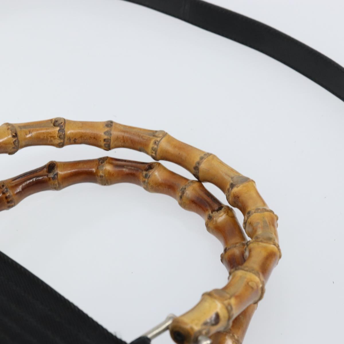 GUCCI Bamboo Hand Bag Canvas 2way Black Silver 002 2058 0439 5 Auth bs30947