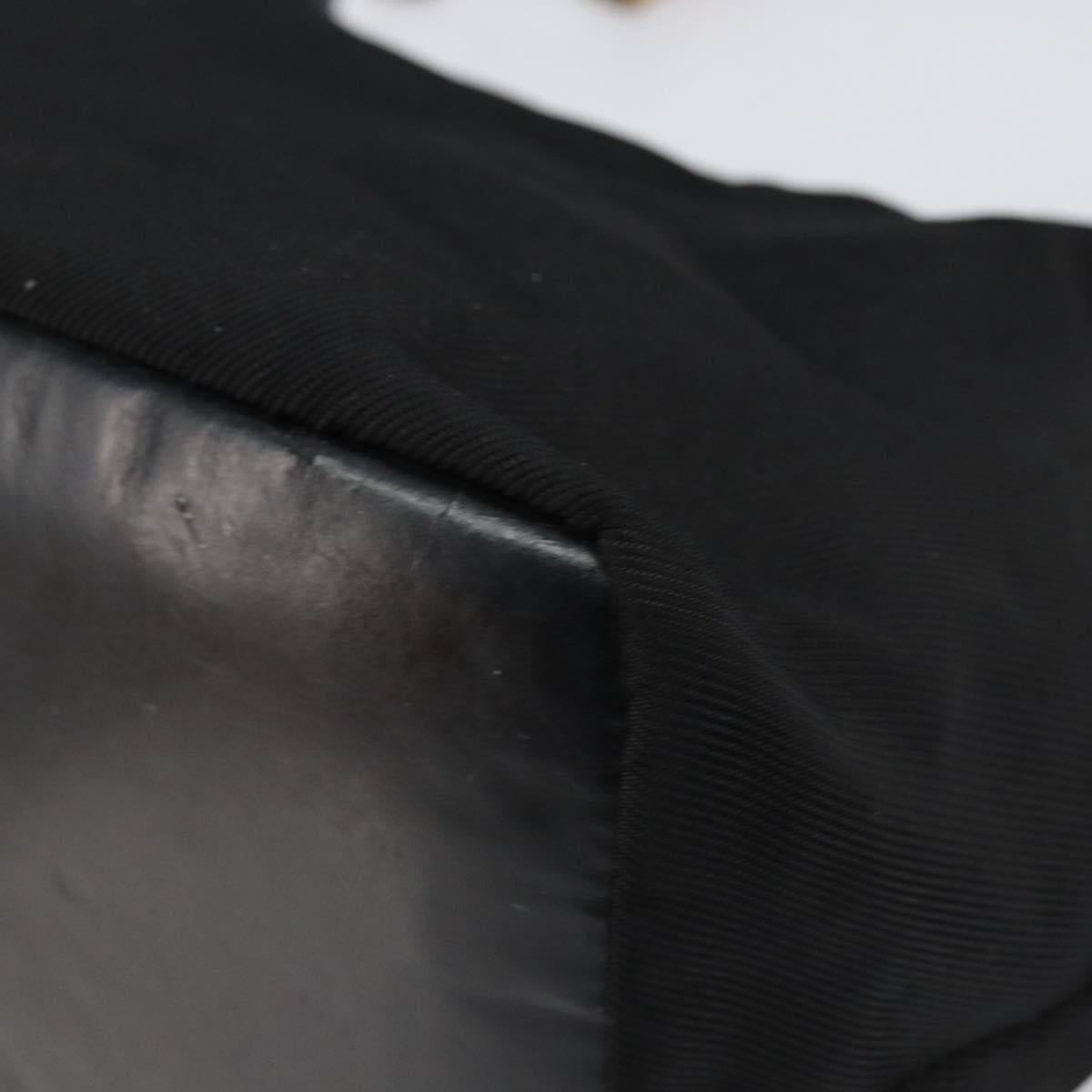 GUCCI Bamboo Hand Bag Nylon Black Silver 000 1956 0531 Auth bs30948