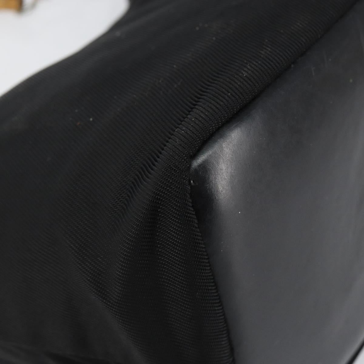 GUCCI Bamboo Hand Bag Nylon Black Silver 000 1956 0531 Auth bs30948