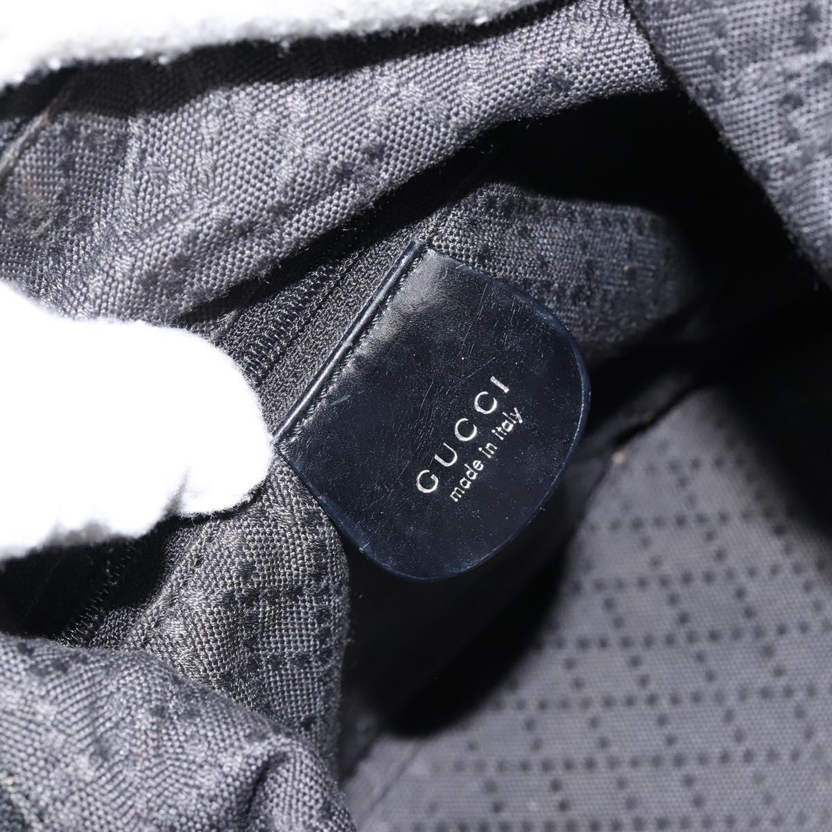 GUCCI Bamboo Hand Bag Nylon Black Silver 000 1956 0531 Auth bs30948