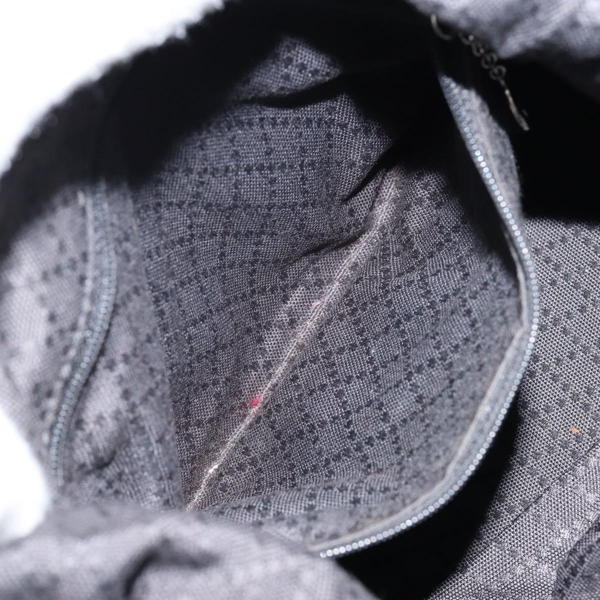 GUCCI Bamboo Hand Bag Nylon Black Silver 000 1956 0531 Auth bs30948