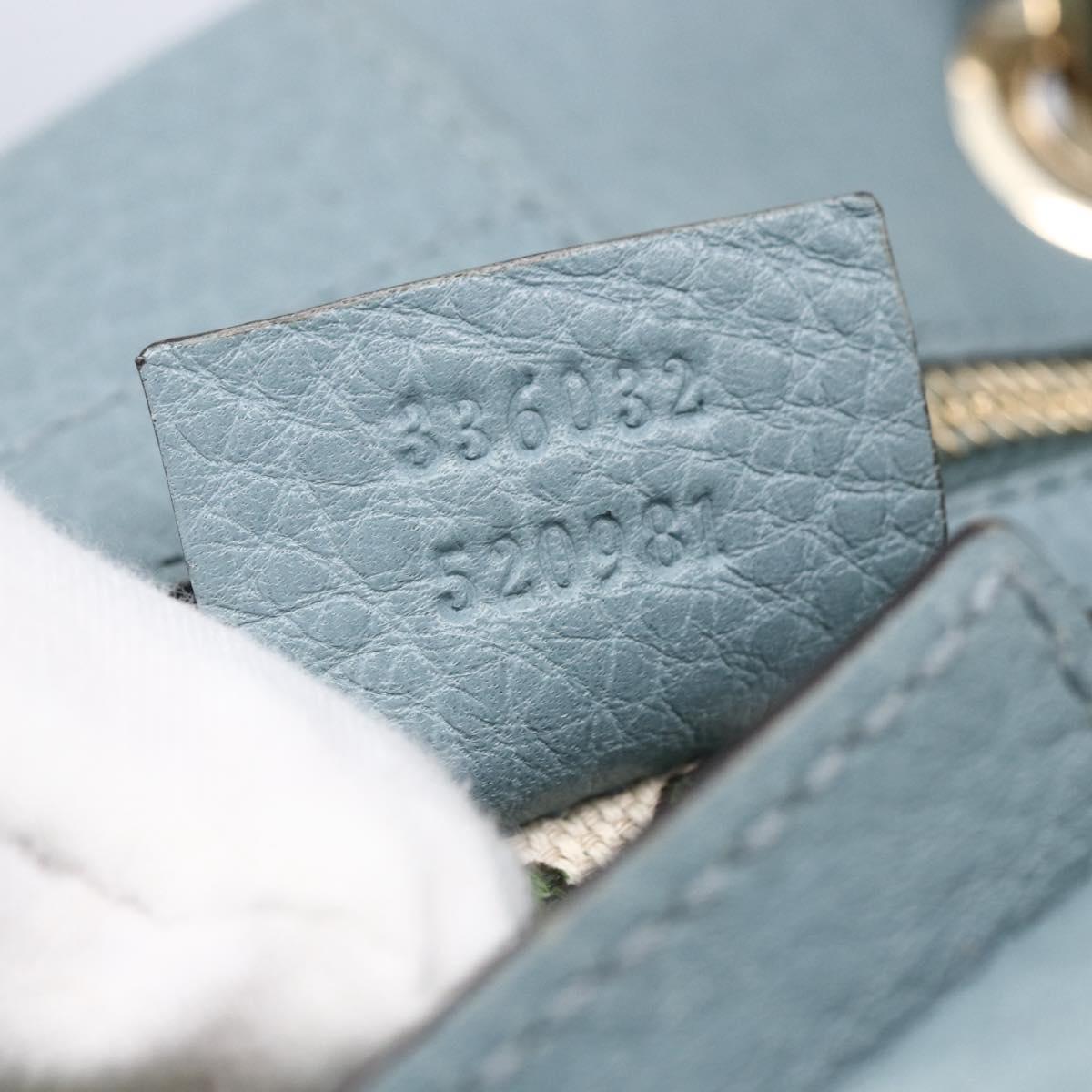 GUCCI Bamboo Hand Bag Leather 2way Blue Silver 336032 Auth bs30949