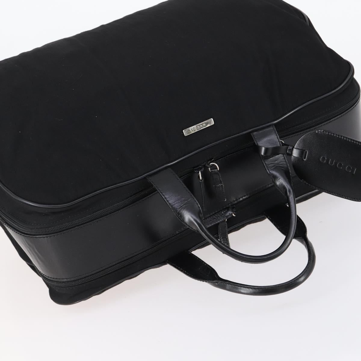 GUCCI Boston Bag Nylon Black Silver 010 1553 0301 Auth bs30950