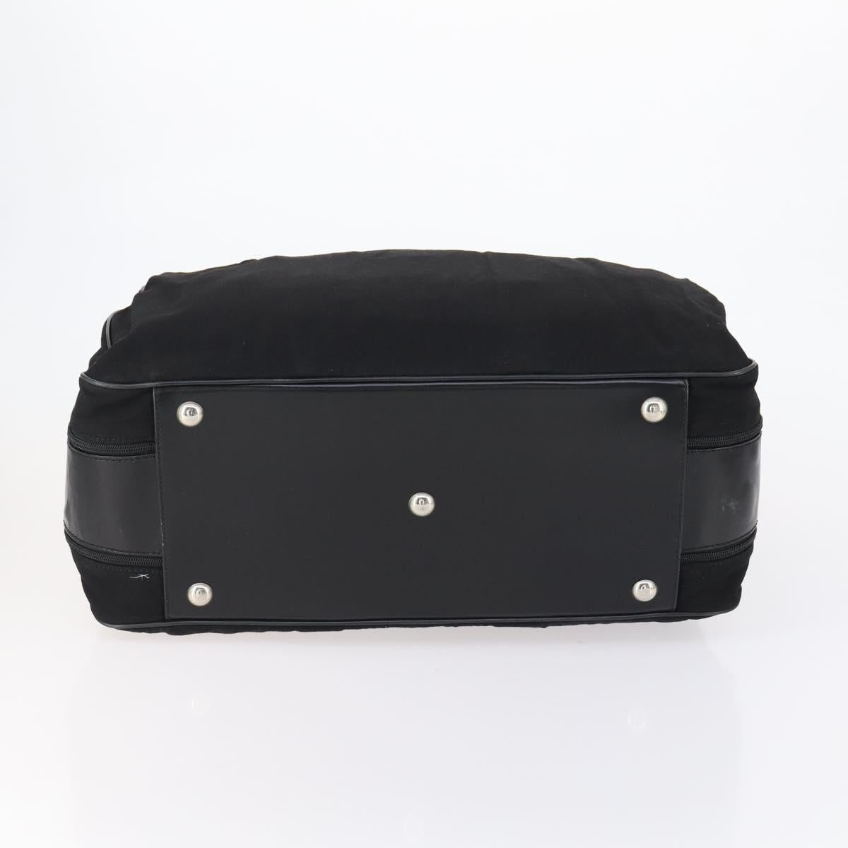 GUCCI Boston Bag Nylon Black Silver 010 1553 0301 Auth bs30950