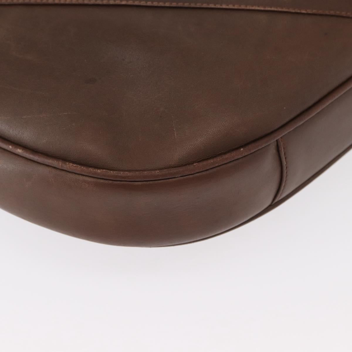 GUCCI Shoulder Bag Leather Brown Gold Auth bs30951