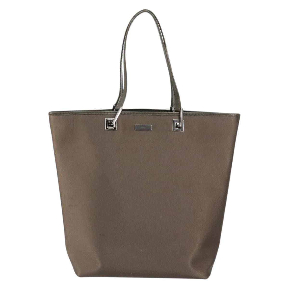 GUCCI Tote Bag Satin Brown Silver 002 1098 Auth bs30953