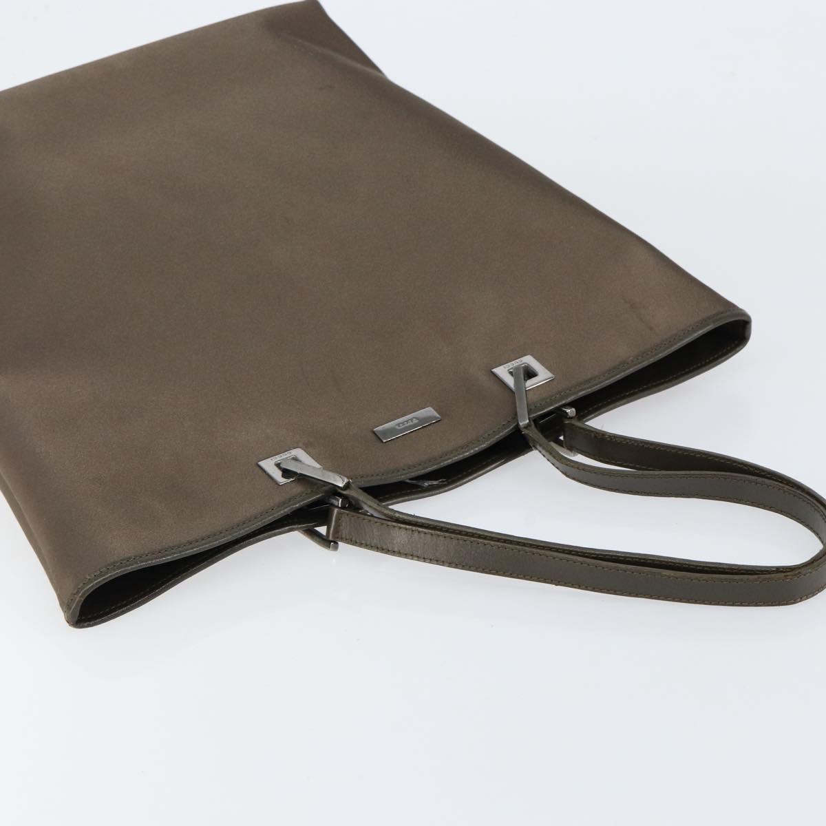 GUCCI Tote Bag Satin Brown Silver 002 1098 Auth bs30953