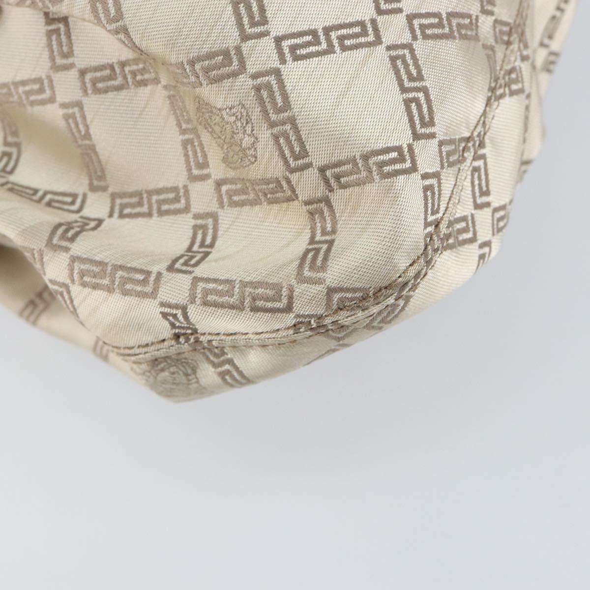 VERSACE Chain Shoulder Bag Canvas Champagne Gold Auth bs30954