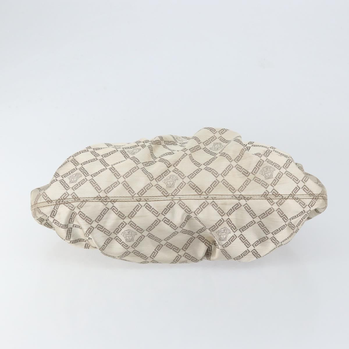 VERSACE Chain Shoulder Bag Canvas Champagne Gold Auth bs30954