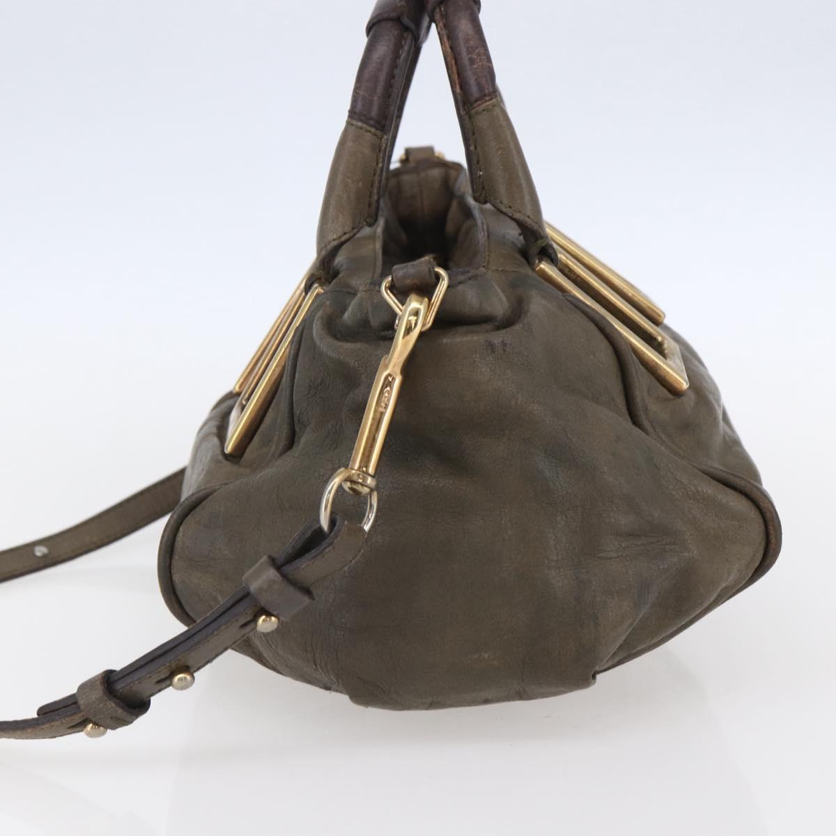 Chloe Etel Hand Bag Leather 2way Beige Gold Auth bs30955