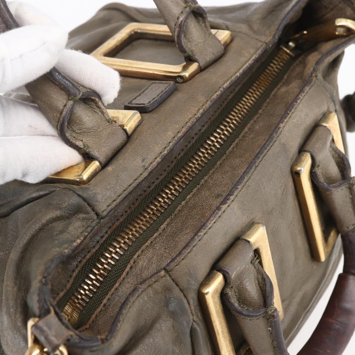 Chloe Etel Hand Bag Leather 2way Beige Gold Auth bs30955