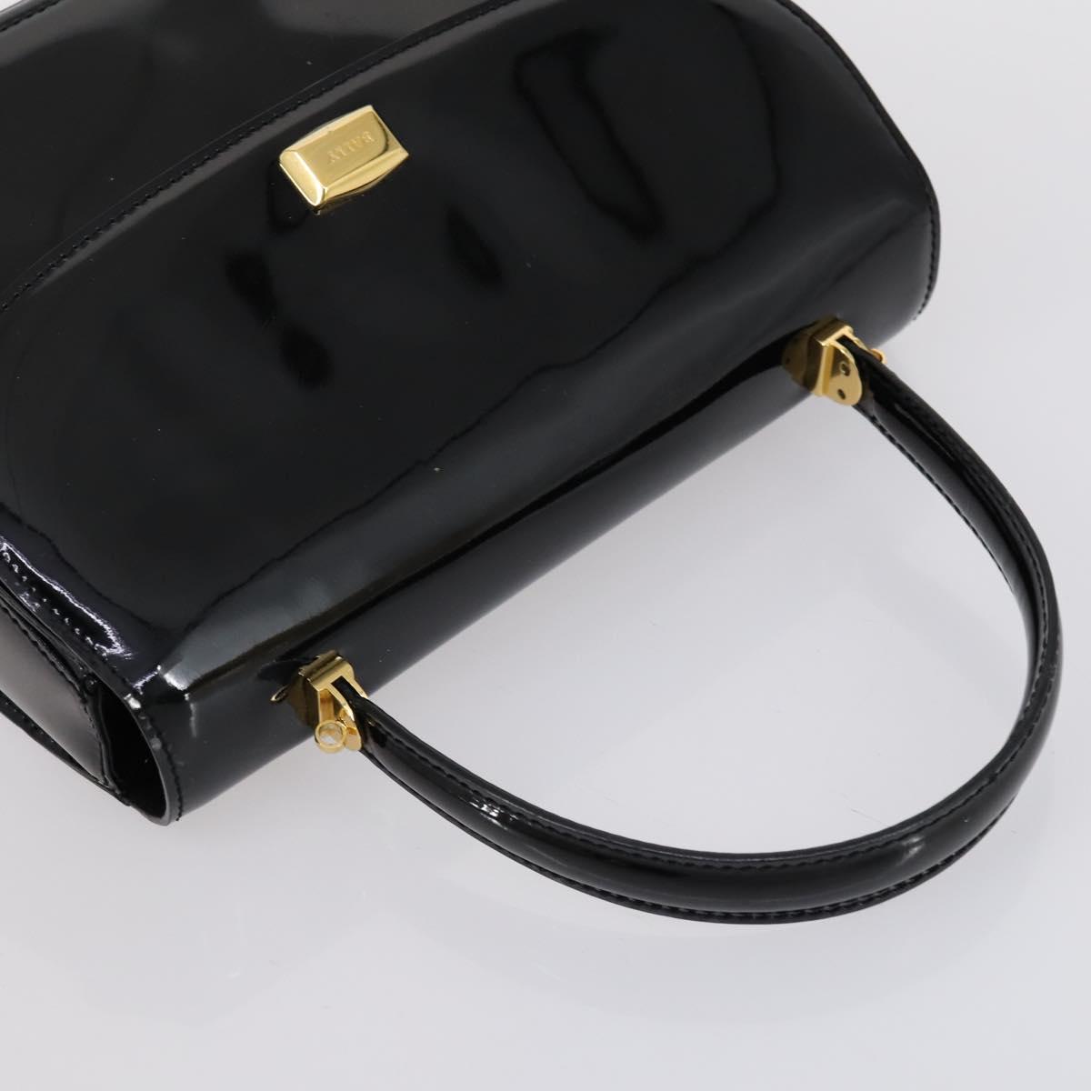 BALLY Hand Bag Leather Enamel 2 Set Beige Black Auth bs30960
