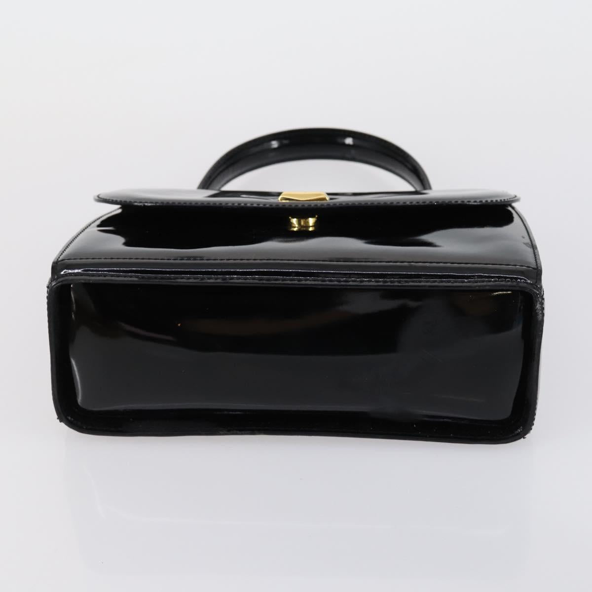 BALLY Hand Bag Leather Enamel 2 Set Beige Black Auth bs30960