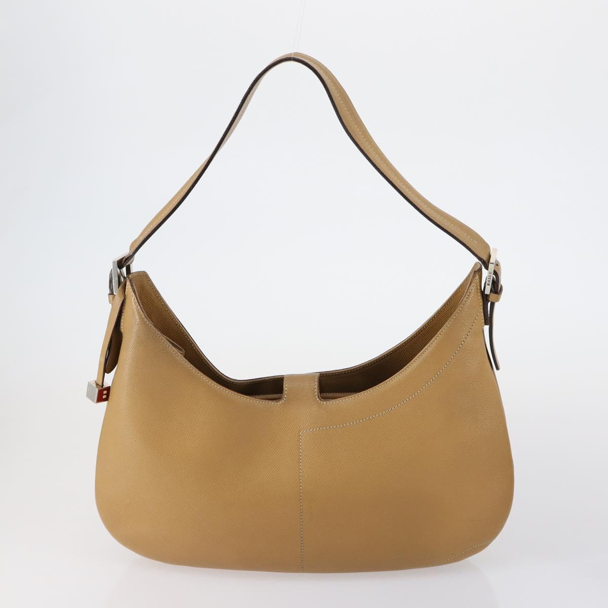 BALLY Hand Bag Leather Enamel 2 Set Beige Black Auth bs30960