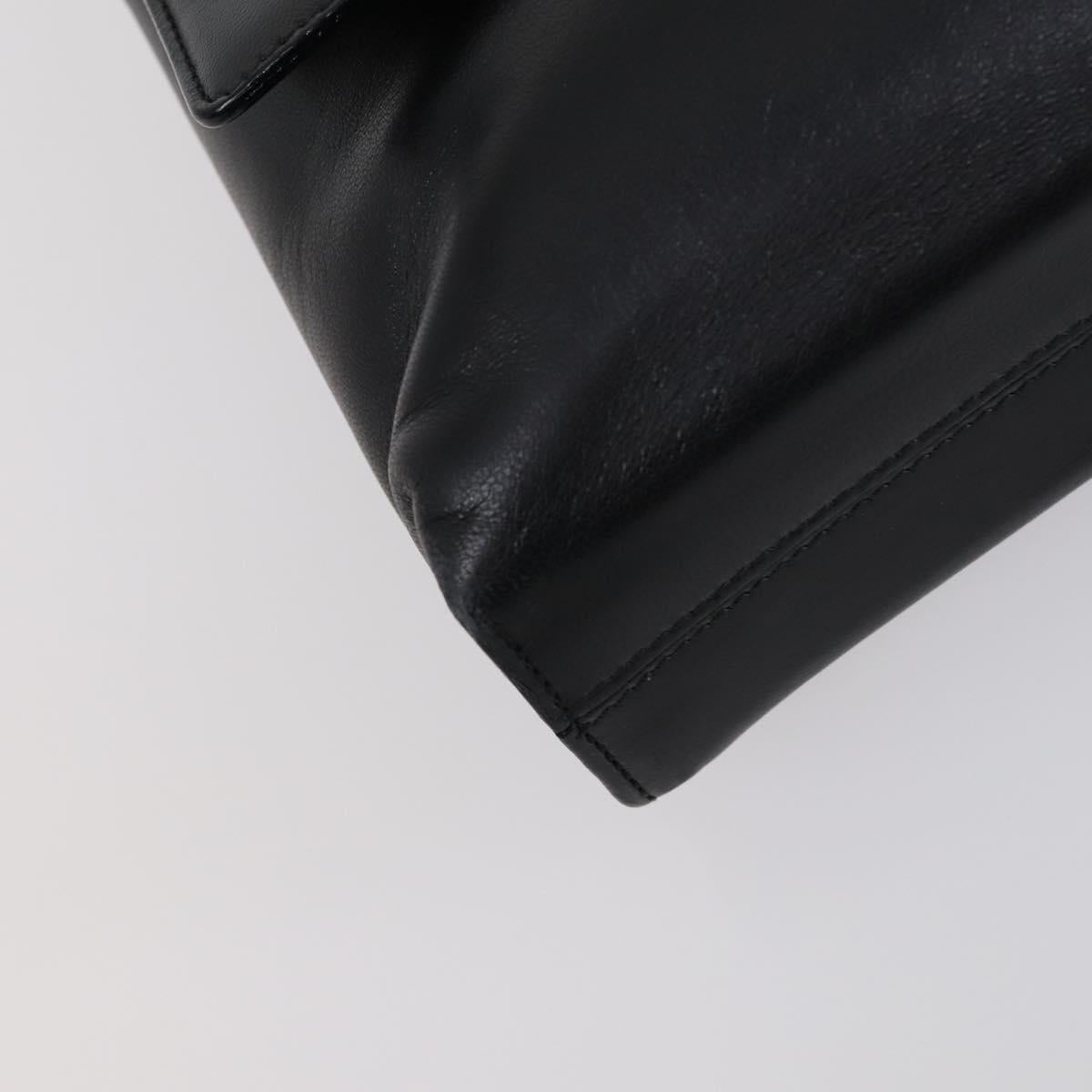 BALLY Hand Bag Leather 2 Set Black Auth bs30961