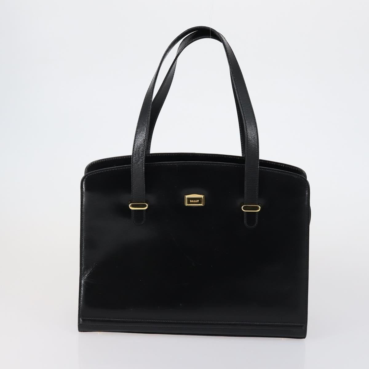 BALLY Hand Bag Leather 2 Set Black Auth bs30961