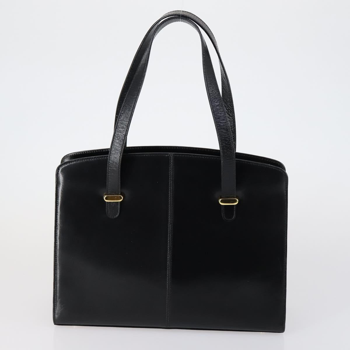 BALLY Hand Bag Leather 2 Set Black Auth bs30961
