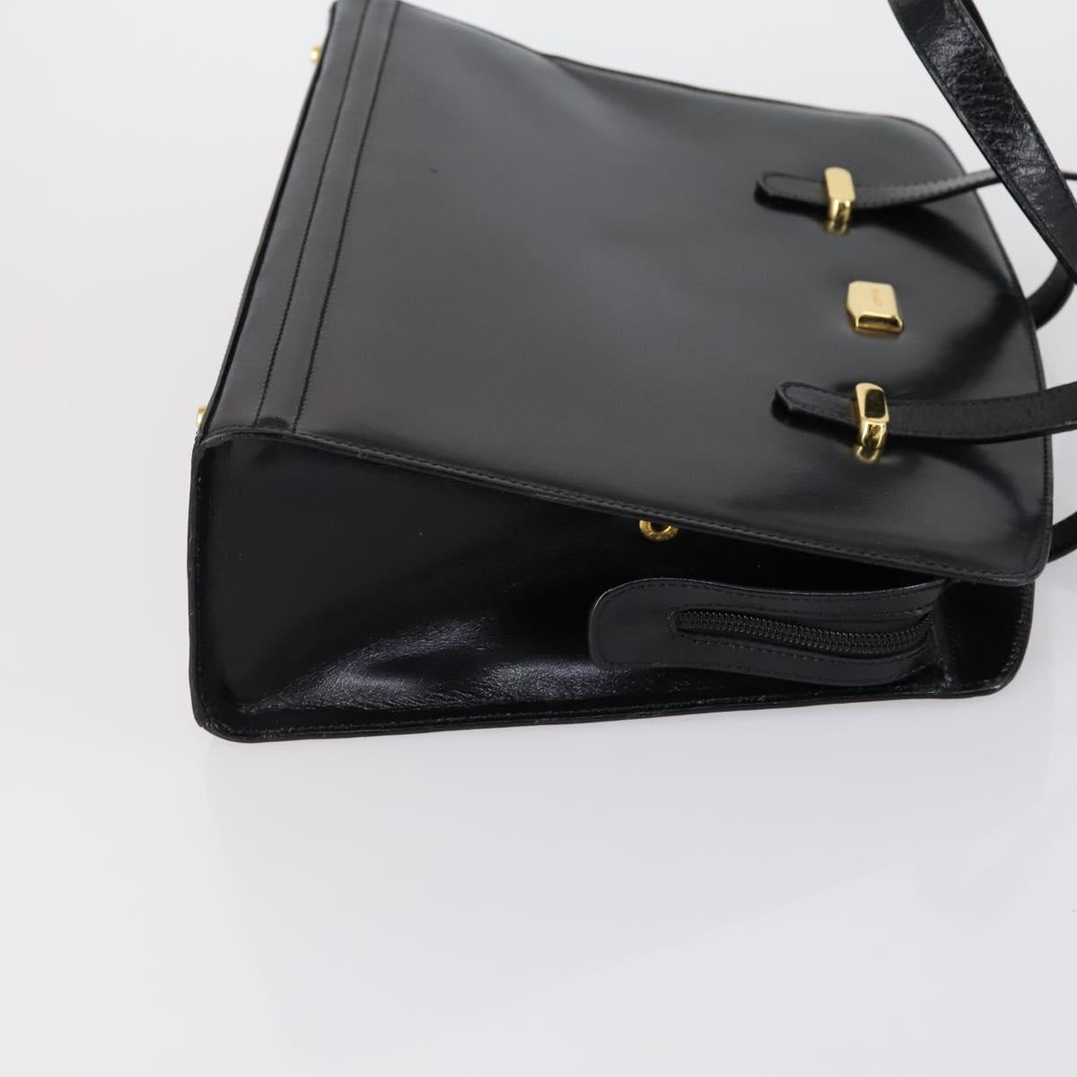 BALLY Hand Bag Leather 2 Set Black Auth bs30961
