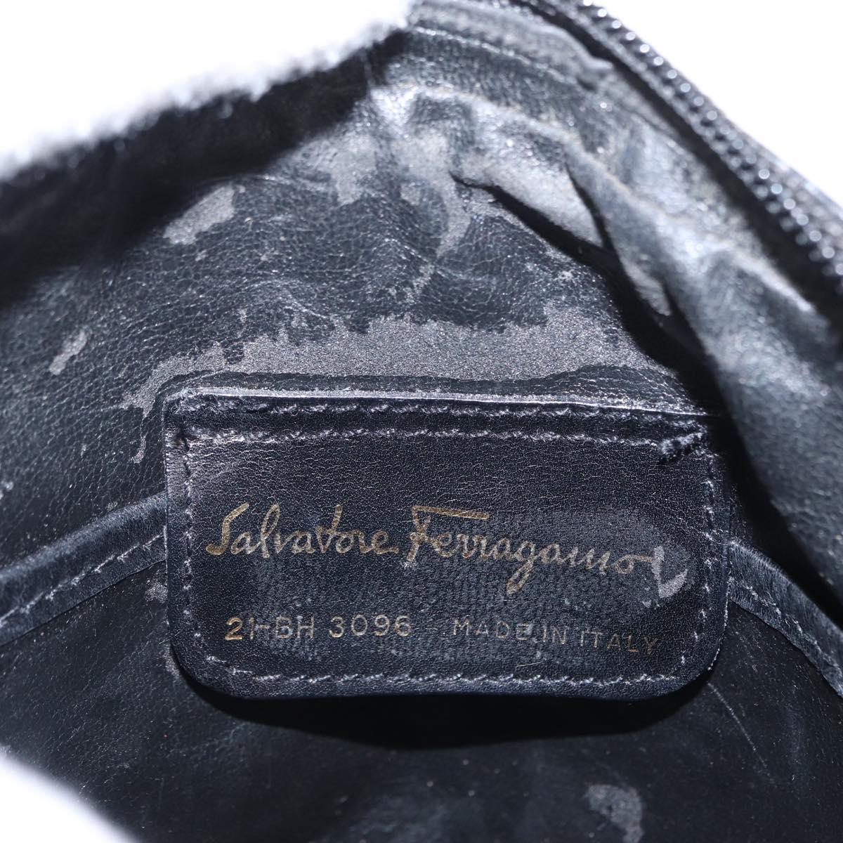 Salvatore Ferragamo Vala Shoulder Bag Leather Black Gold Auth bs30964