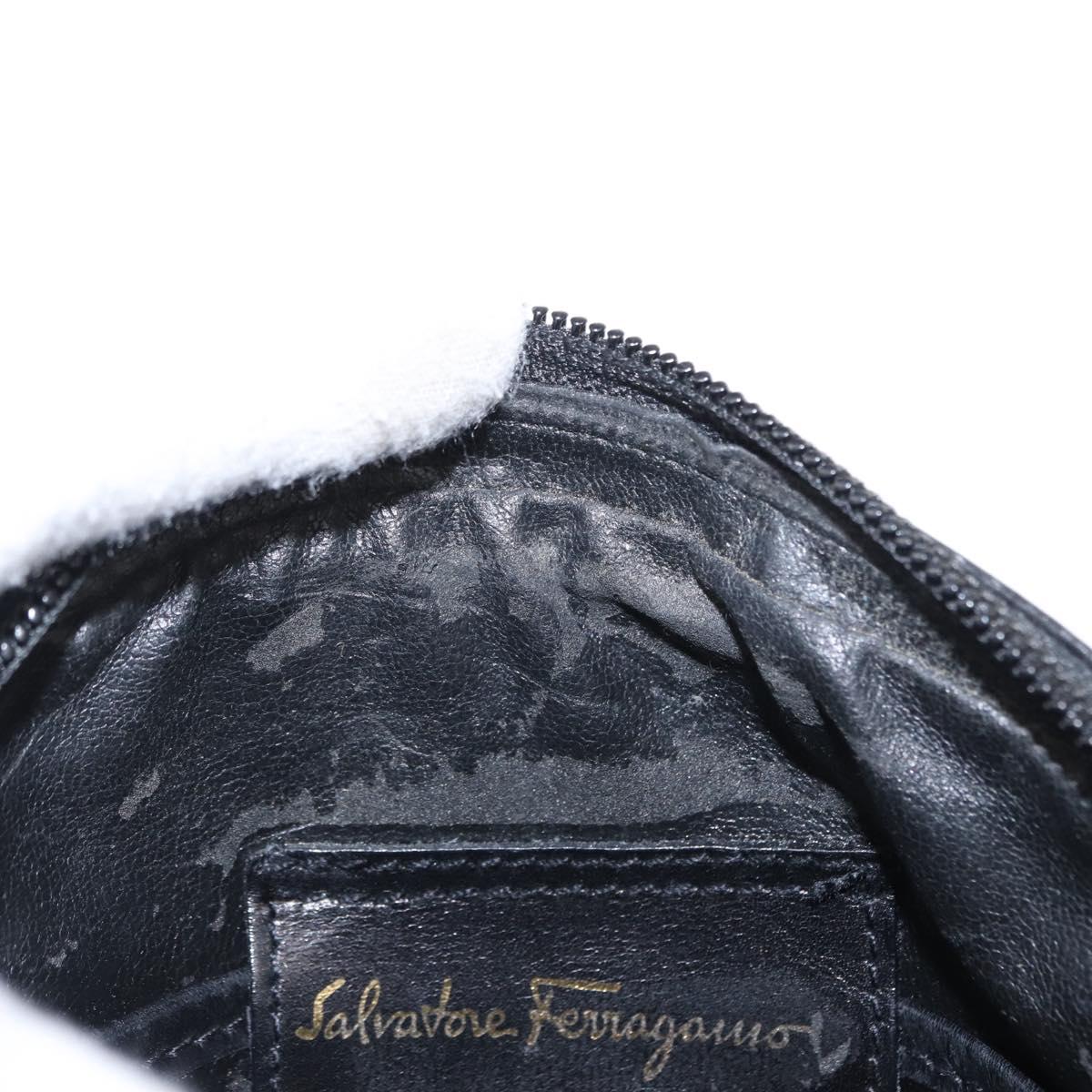 Salvatore Ferragamo Vala Shoulder Bag Leather Black Gold Auth bs30964