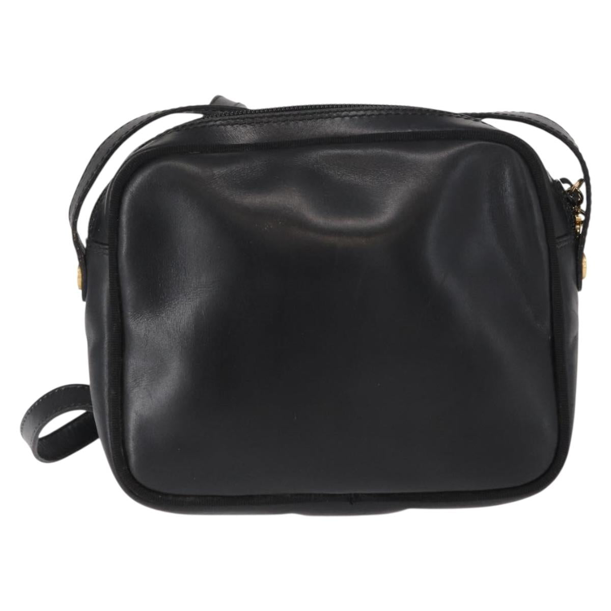 Salvatore Ferragamo Vala Shoulder Bag Leather Black Gold Auth bs30964