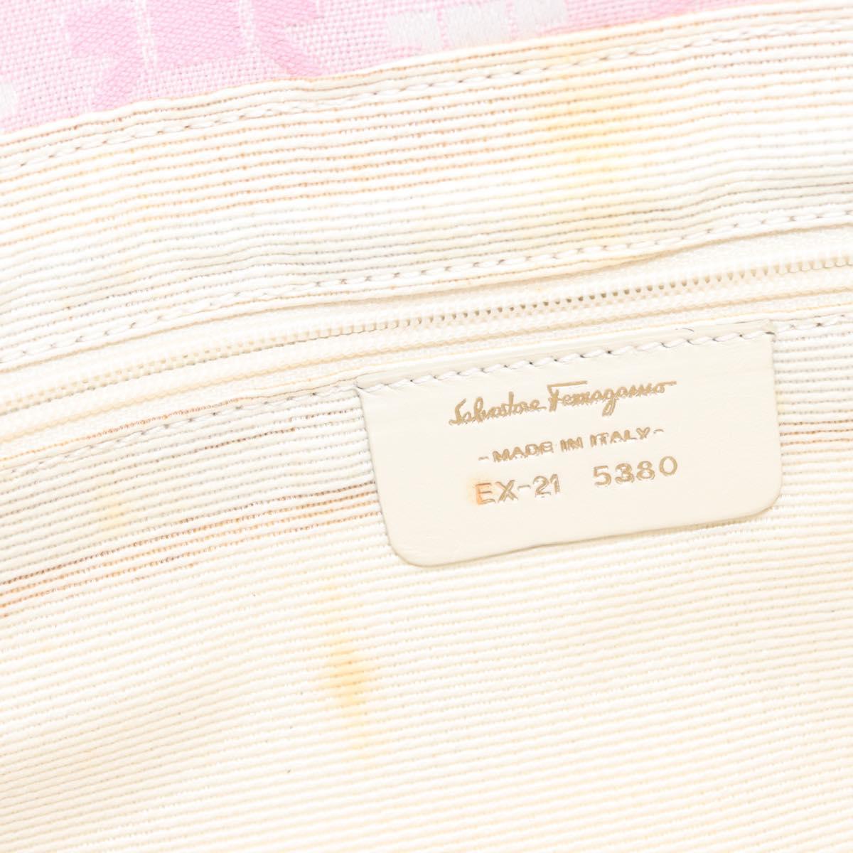 Salvatore Ferragamo Gancini Shoulder Bag Canvas Pink Gold Auth bs30965