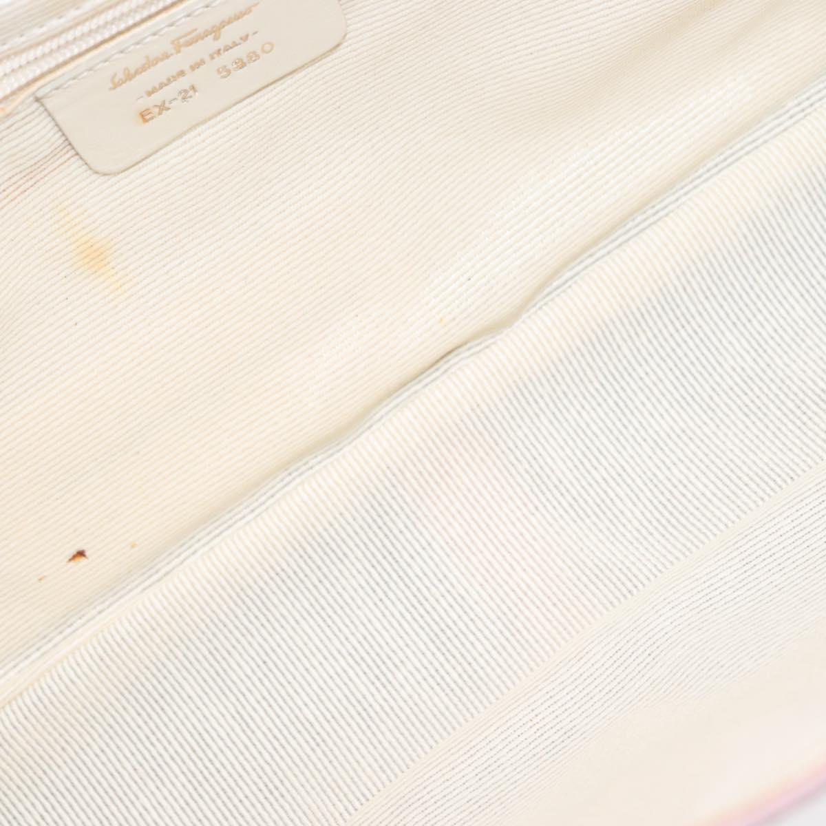 Salvatore Ferragamo Gancini Shoulder Bag Canvas Pink Gold Auth bs30965