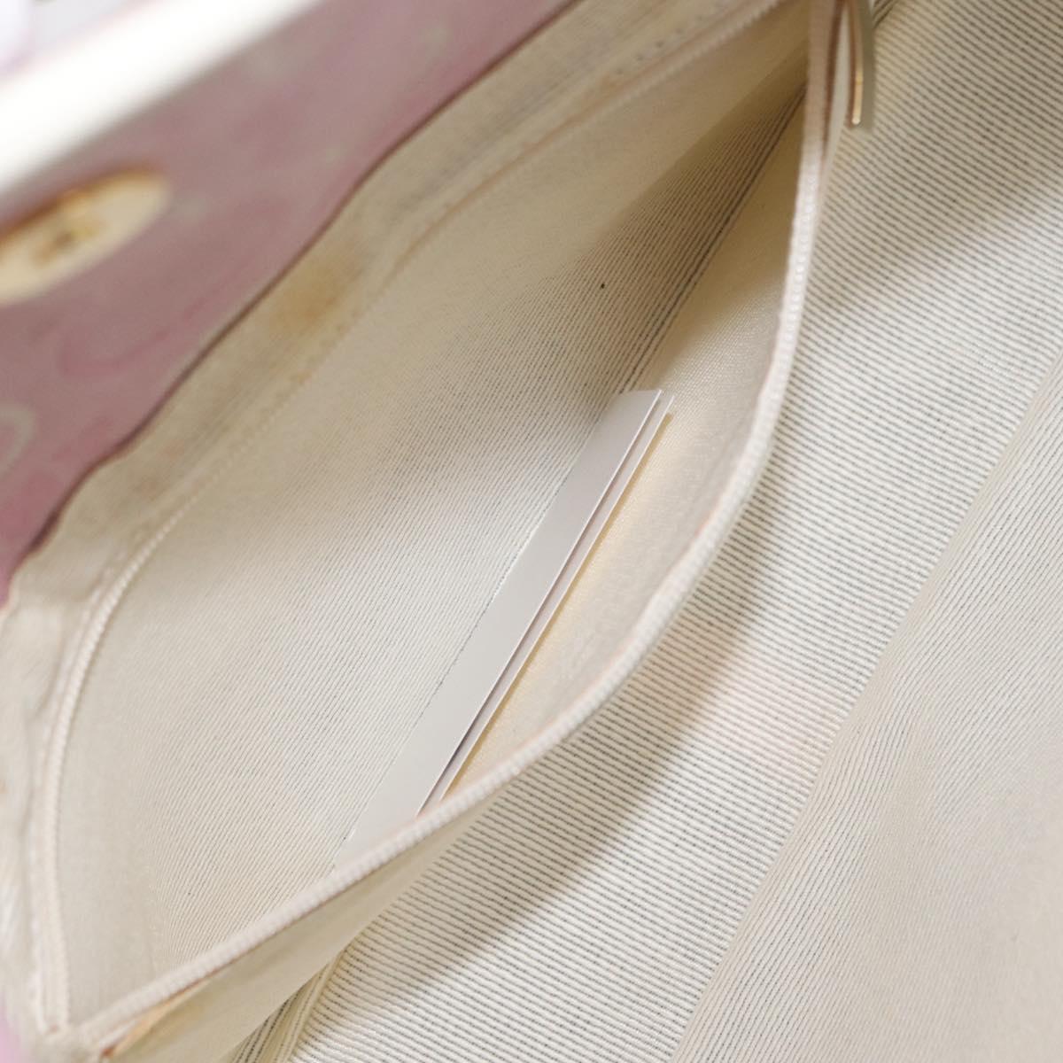 Salvatore Ferragamo Gancini Shoulder Bag Canvas Pink Gold Auth bs30965