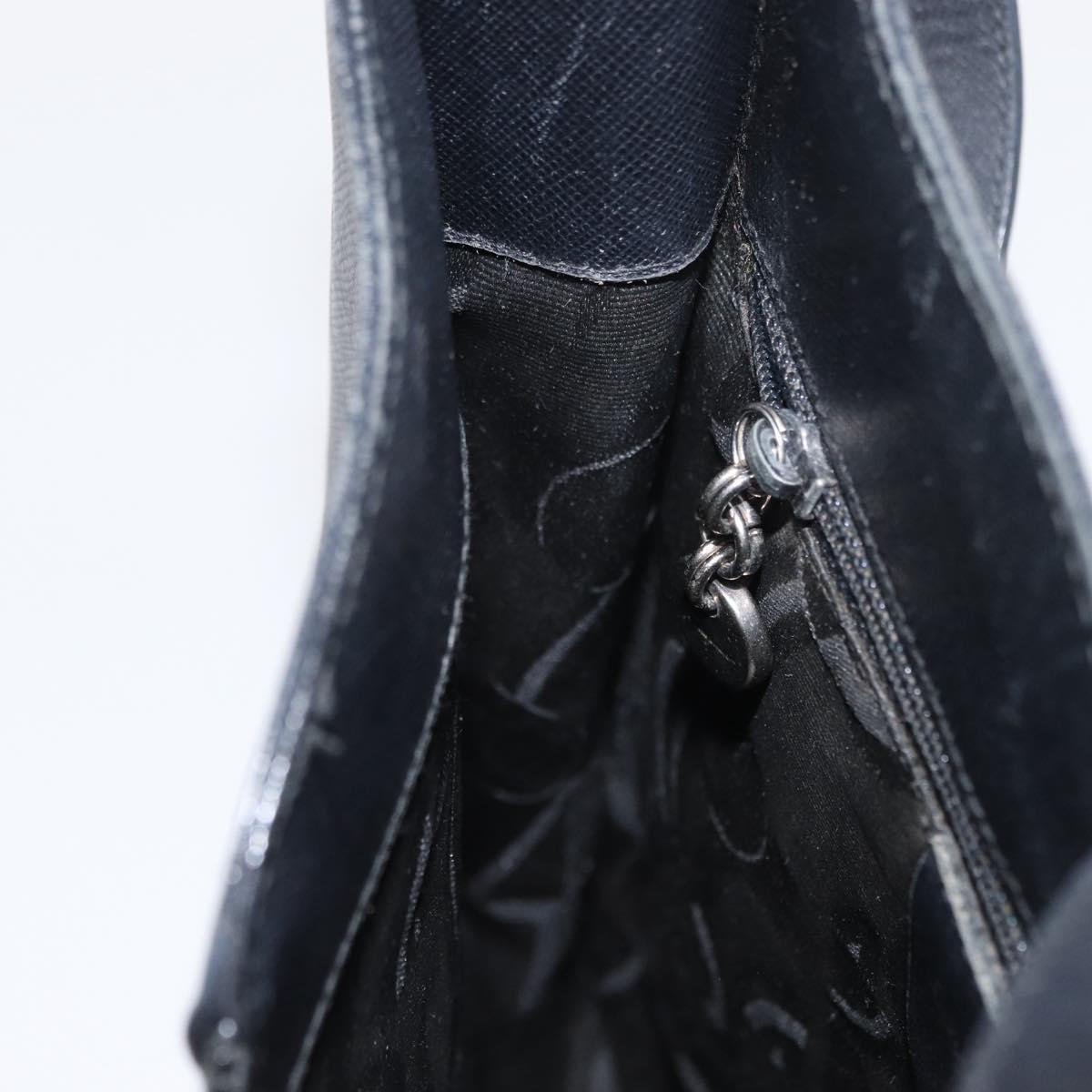 Salvatore Ferragamo Gancini Shoulder Bag Leather Black Silver Auth bs30966