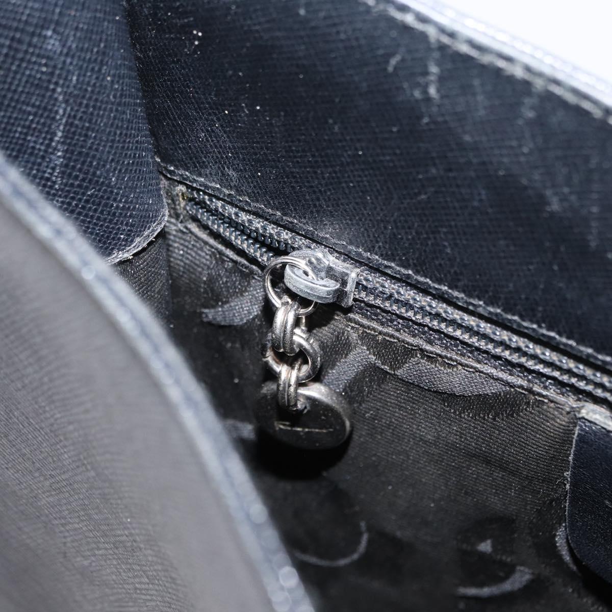 Salvatore Ferragamo Gancini Shoulder Bag Leather Black Silver Auth bs30966