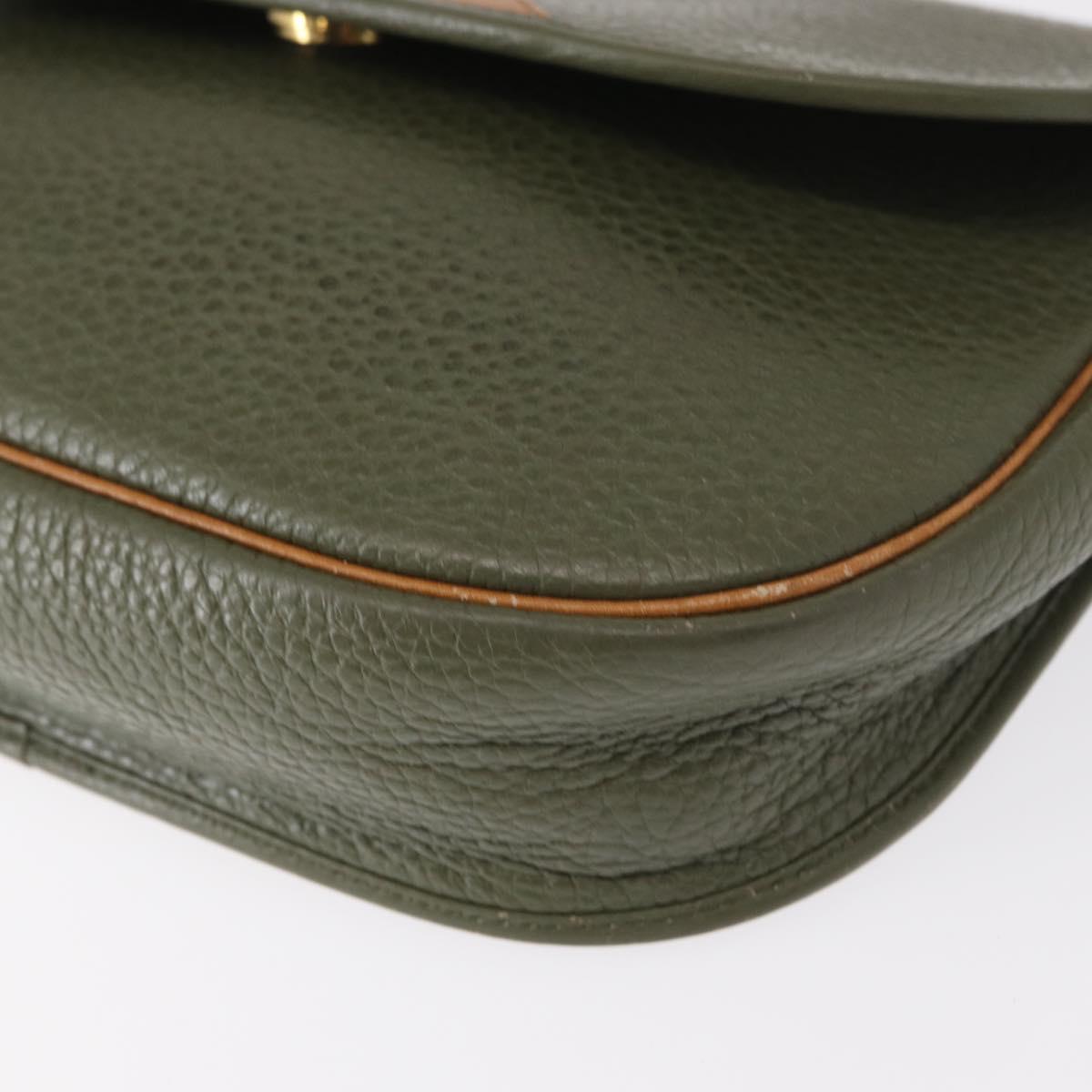 Christian Dior Shoulder Bag Leather Green gold Auth bs30968